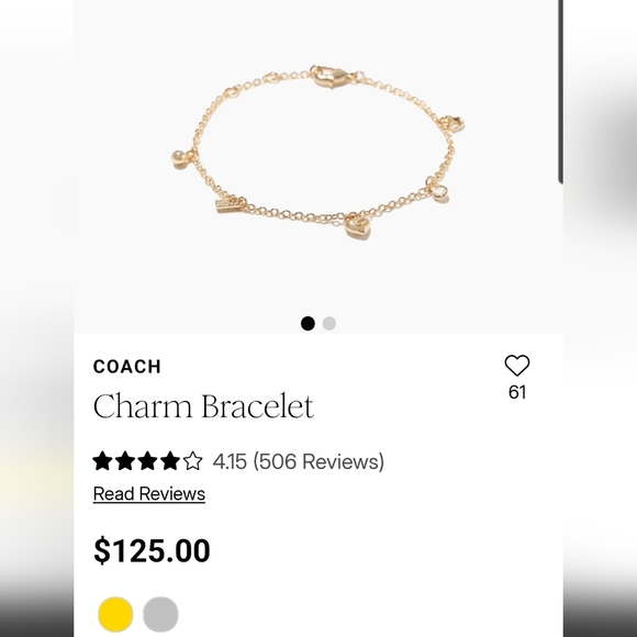 Coach Silver Charm Bracelet with Heart and Star - Picture 4 of 4